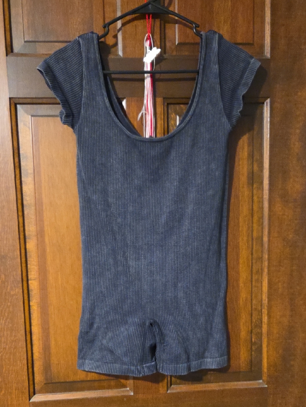 Washed Black Forever 21 Ribbed Scoop Neck Romper